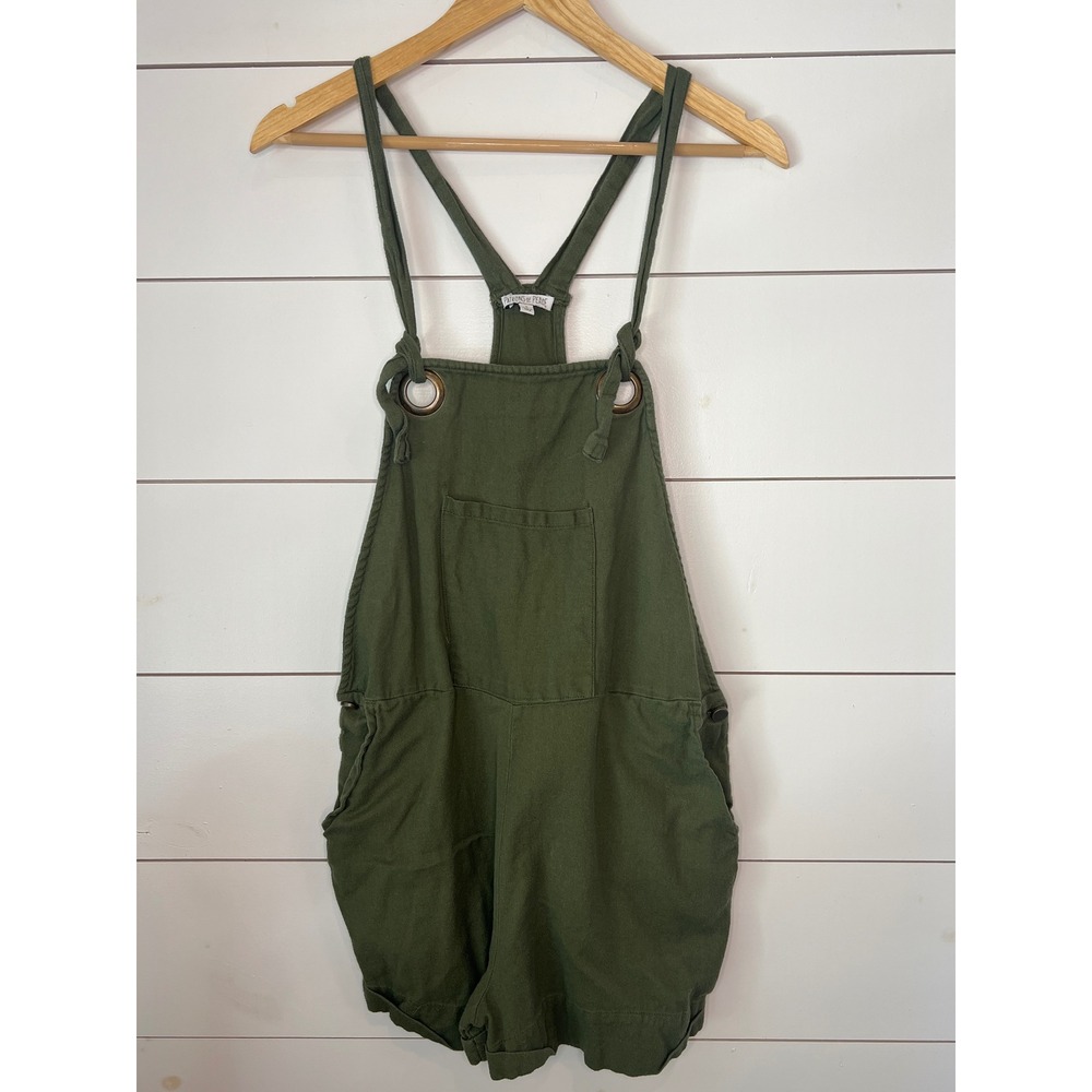Patrons of Peace Green Cotton Shortalls Boho Overalls  Women Large